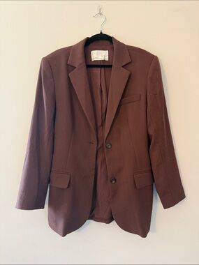 OAK + FORT Women's Burgandy Single-Breasted Blazer